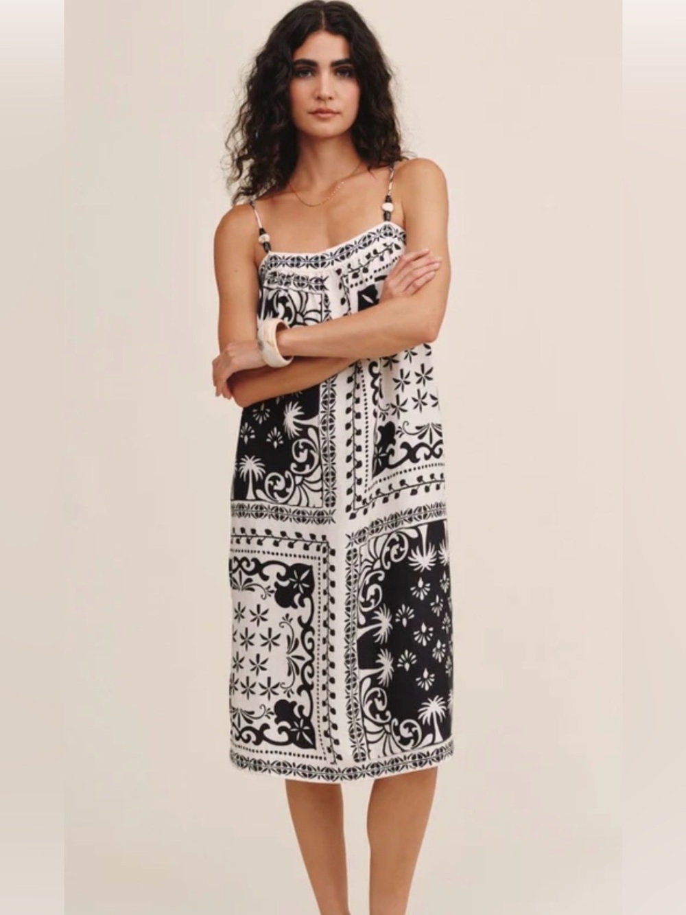 Perfect BELLA DAHL spaghetti strap midi dress in tropical bandana print XS
